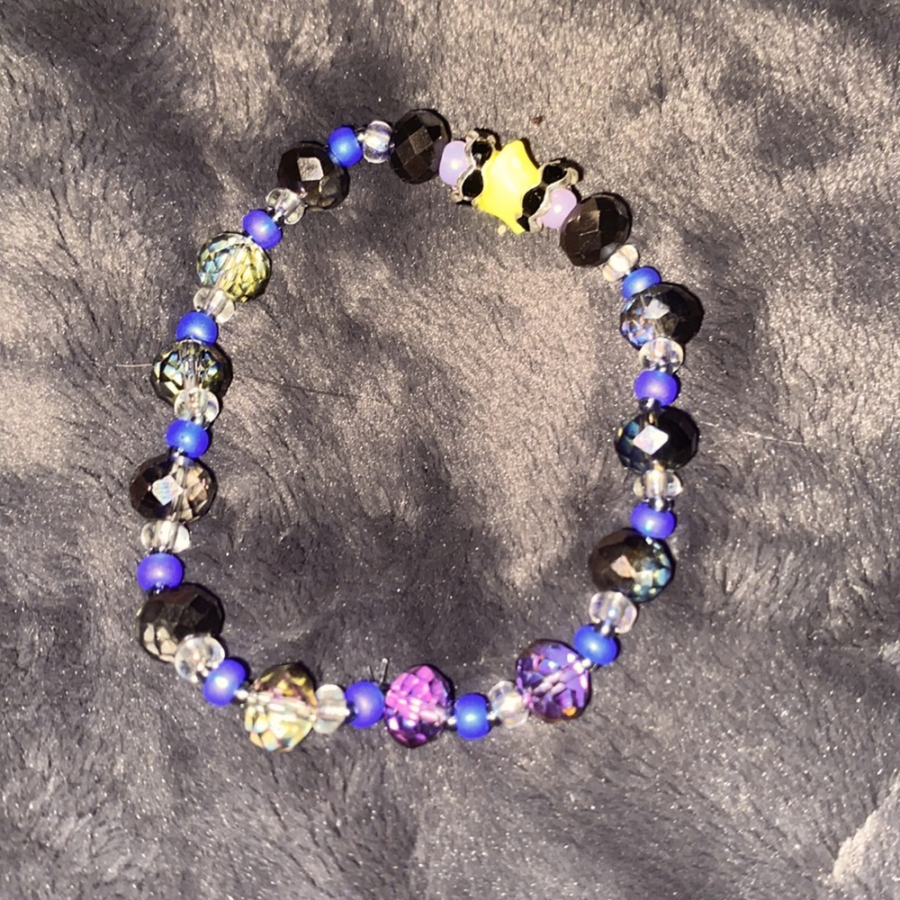 Grey and blue galaxy bracelet with star accent